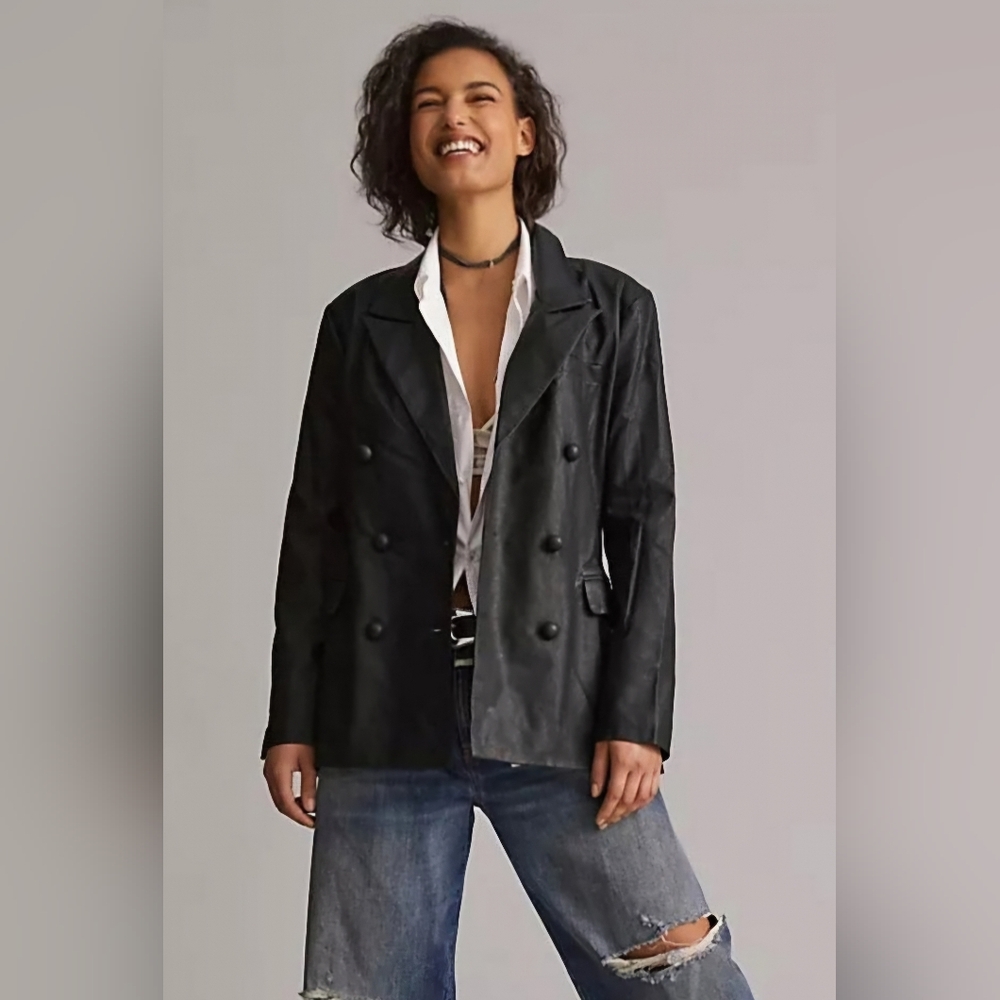 NWT BLANKNYC Faux Leather Double Breasted Blazer